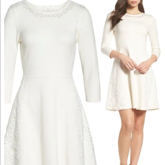[Eliza J] Lace Overlay Sweater Dress - Size XS - Picture 1 of 10